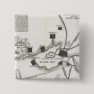 California Map Vierkante Button 5,1 Cm