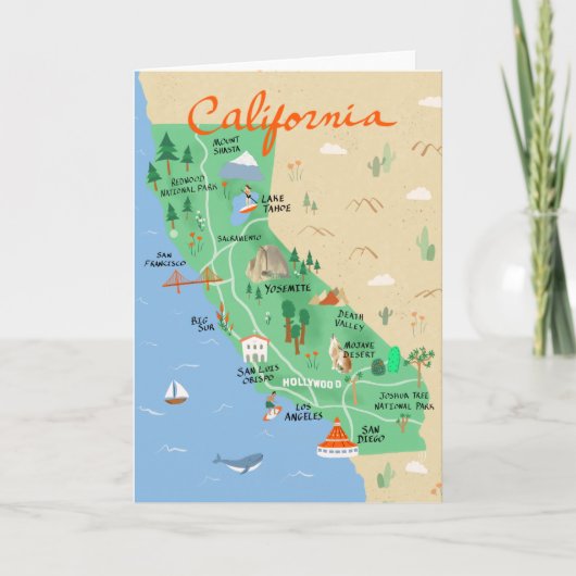 California Map Wenskaart Kaart (Voorkant)