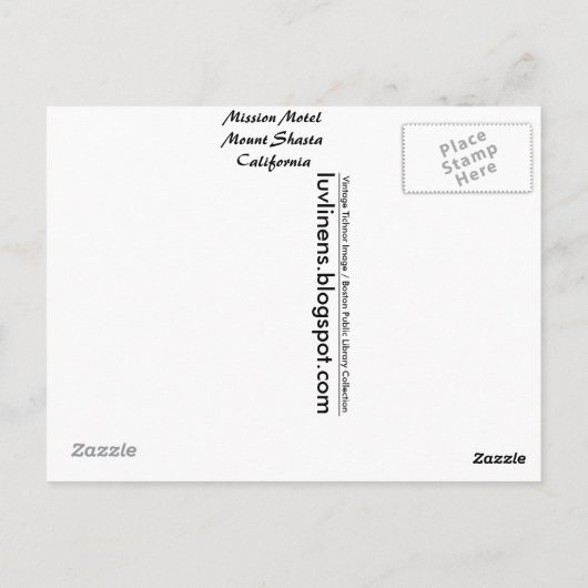 California, Mission Motel Briefkaart (Achterkant)