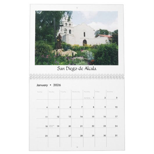 California Missions Calendar Kalender (Jan 2026)