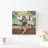 California Model retro-reisposter Vierkante Klok (Huis)