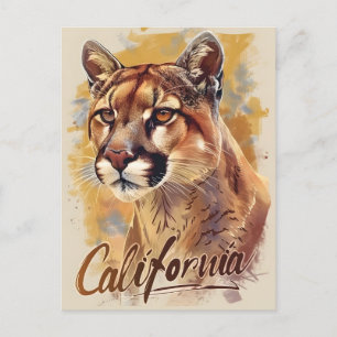 California Mountain Lion Cougar Portret Briefkaart
