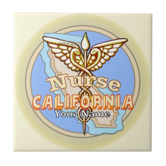 California Nurse Caduceus  Tegeltje (Voorkant)