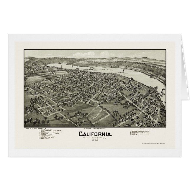 California, PA Panoramic Map - 1902 (Voorkant Horizontaal)