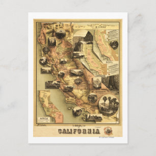 California Panoramic Map Briefkaart