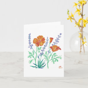 California papaver en lavendelkaart kaart