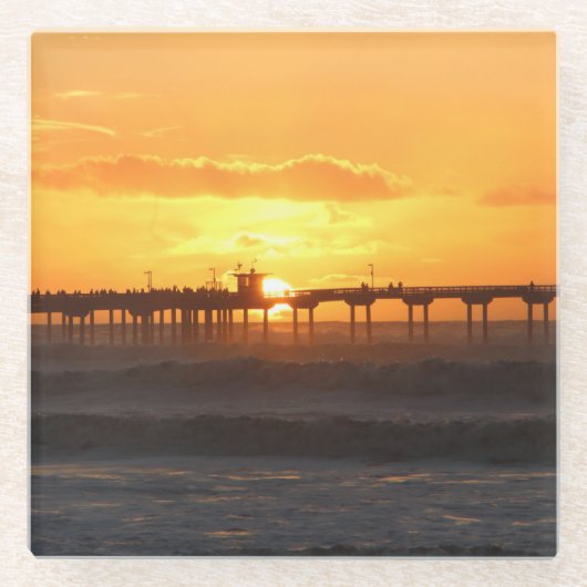 California Peer op Sunset Glazen Onderzetter (Voorkant)