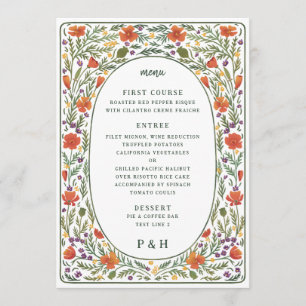 California Poppies Geïllustreerd dinermenu Menu