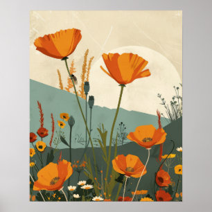 California Poppies Origineel Abstract Art Poster