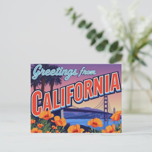 California Poppy and Bridge Briefkaart (Staand voorkant)