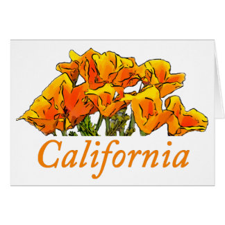 California Poppy Art, "Californië" tekst Notecard