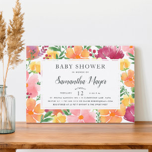 California Poppy Baby shower Invitation Kaart