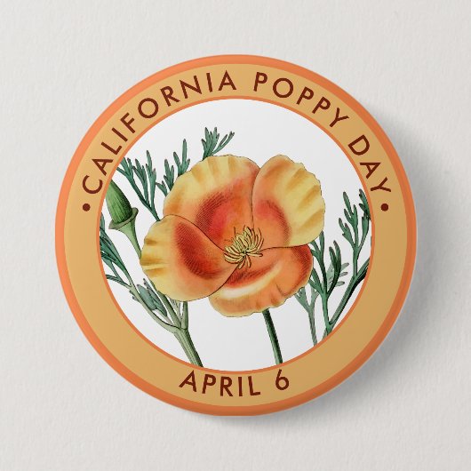 California Poppy Day, gouden papaver Ronde Button 7,6 Cm (Voorkant)