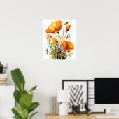 California Poppy Flowers Art Print Poster (Bureau à domicile)