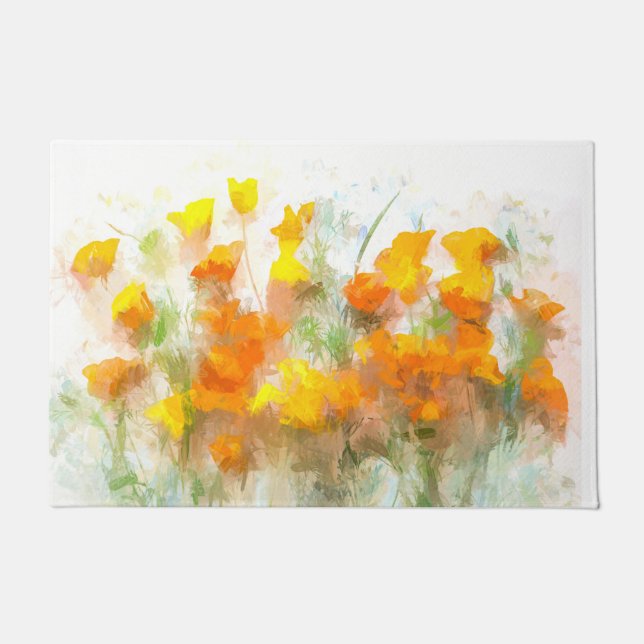 California Poppy Impressionistic Art Deurmat (Voorkant)
