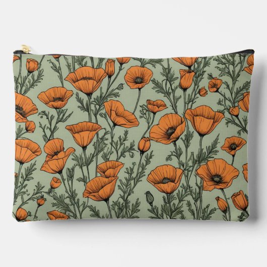 California Poppy Oranje bloempatroon Etui (Voorkant)