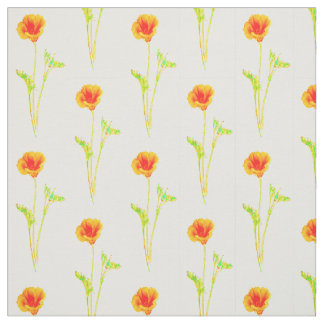California Poppy Oranje Flower Pattern Stof