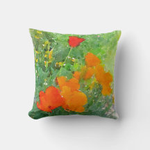 California Poppy Waterverf Pillow