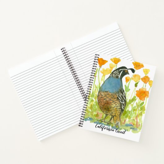 California Quail Bird Poppies Journal aquarelle (Intérieur)