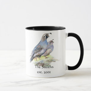California Quail Birds Custom Date Monogram Famili Mok