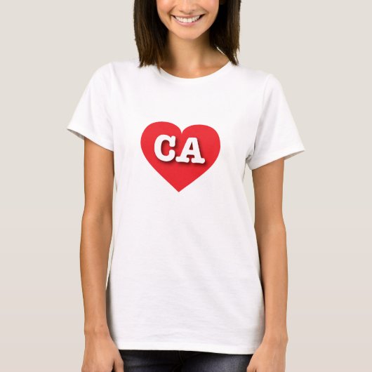 California Red Heart - Ik hou van CA T-shirt (Voorkant)