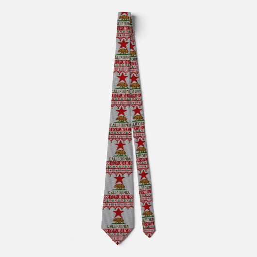 California Republic Bear on Christmas Ugly Sweater Stropdas (Voorkant)
