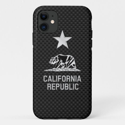 CALIFORNIA REPUBLIC Chrome op koolstofvezel Case-Mate iPhone Case (Achterkant)