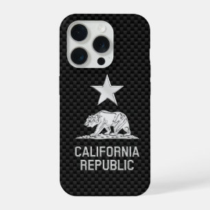 CALIFORNIA REPUBLIC Chrome op koolstofvezel Print iPhone 15 Pro Hoesje