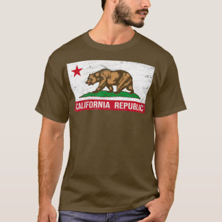 California Republic Flag CA Distress Design C T-shirt