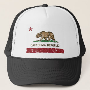 California Republic Flag Distress Trucker Pet