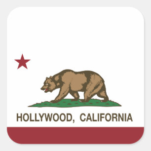 California Republic Flag Hollywood Vierkante Sticker