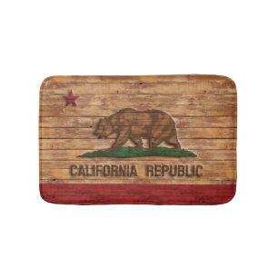 California Republic Flag  Wood Design Badmat