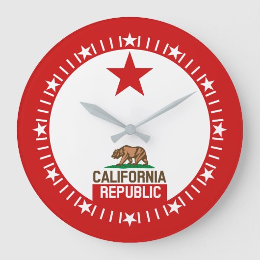 California Republic State Flag Large Star Dial Grote Klok (Voorkant)