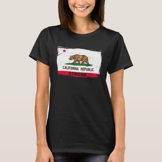 California Republic Strong Flag Cool CA Flags for  T-shirt (Voorkant)