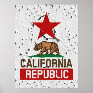 California Republiek Afbladderende Poster