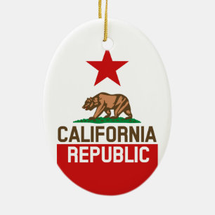 CALIFORNIA REPUBLIEK Vlag groot Star-ontwerp Keramisch Ornament