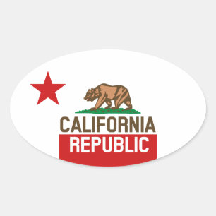 CALIFORNIA REPUBLIEK Vlag groot Star-ontwerp Ovale Sticker