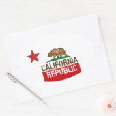CALIFORNIA REPUBLIEK Vlag groot Star-ontwerp Ovale Sticker (Envelop)