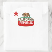 CALIFORNIA REPUBLIEK Vlag groot Star-ontwerp Ovale Sticker (Tas)