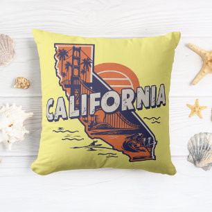 California Retro State Silhouet Kussen