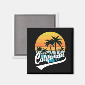 California Retro Sunset en Palm Trees Magnet Magneet (Voorkant / Achterkant)