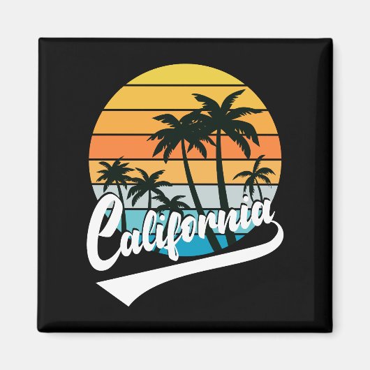 California Retro Sunset en Palm Trees Magnet Magneet (Voorkant)