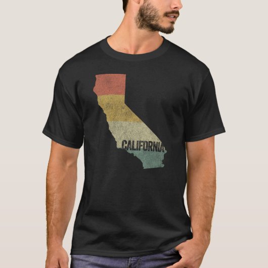 California  Retro Sunset Map T-shirt (Voorkant)