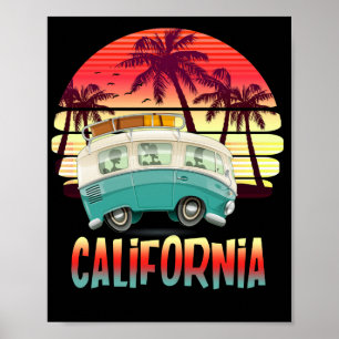 California Retro Surf Surfer onder druk Poster