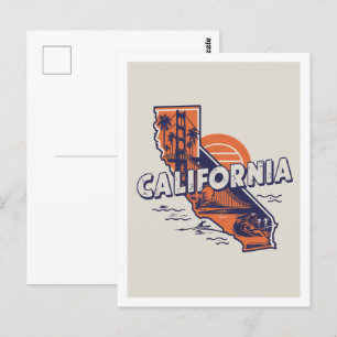 California Retro Travel Design Iconische Verenigde Briefkaart