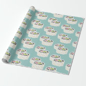 California Roll Sushi Patroon Lichtblauw Cadeaupapier (Uitgerold)