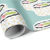 California Roll Sushi Patroon Lichtblauw Cadeaupapier (Rol Hoek)