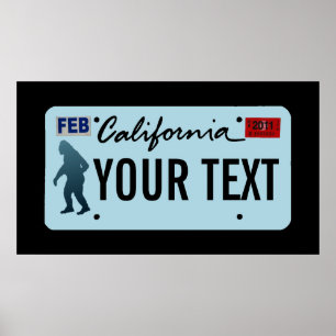 California Sasquatch License Bord Poster