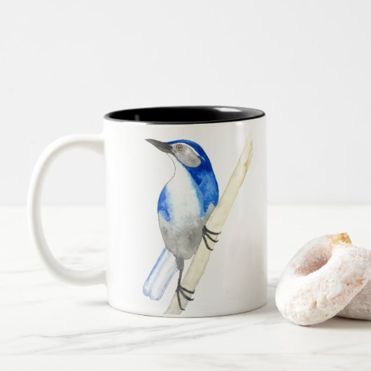 California Scrub Jay Two-Tone Coffee Mok (Met donut)
