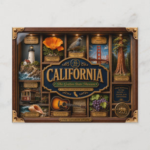 California Shadow Box 3D Figuur Staat Briefkaart